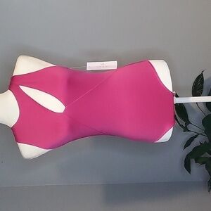 Live in the Moment Pink High Neck Thong Bodysuit with Cutout - Size S